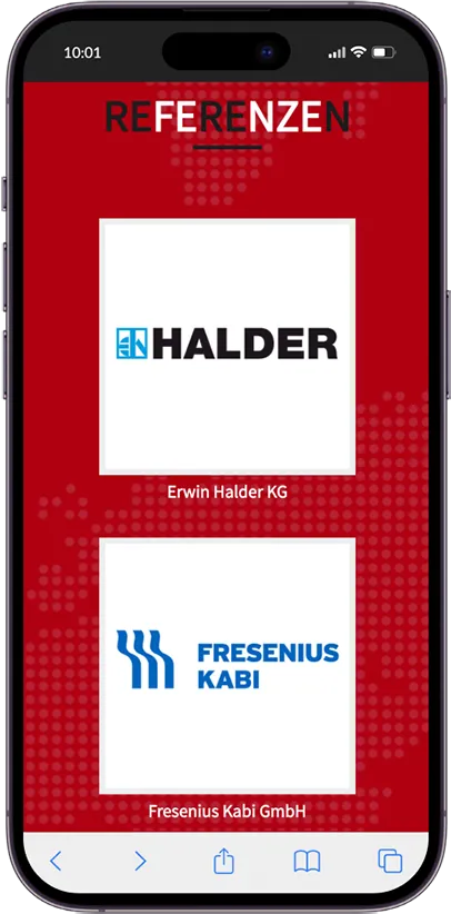 An iPhone displaying the 3Punkt webdesign