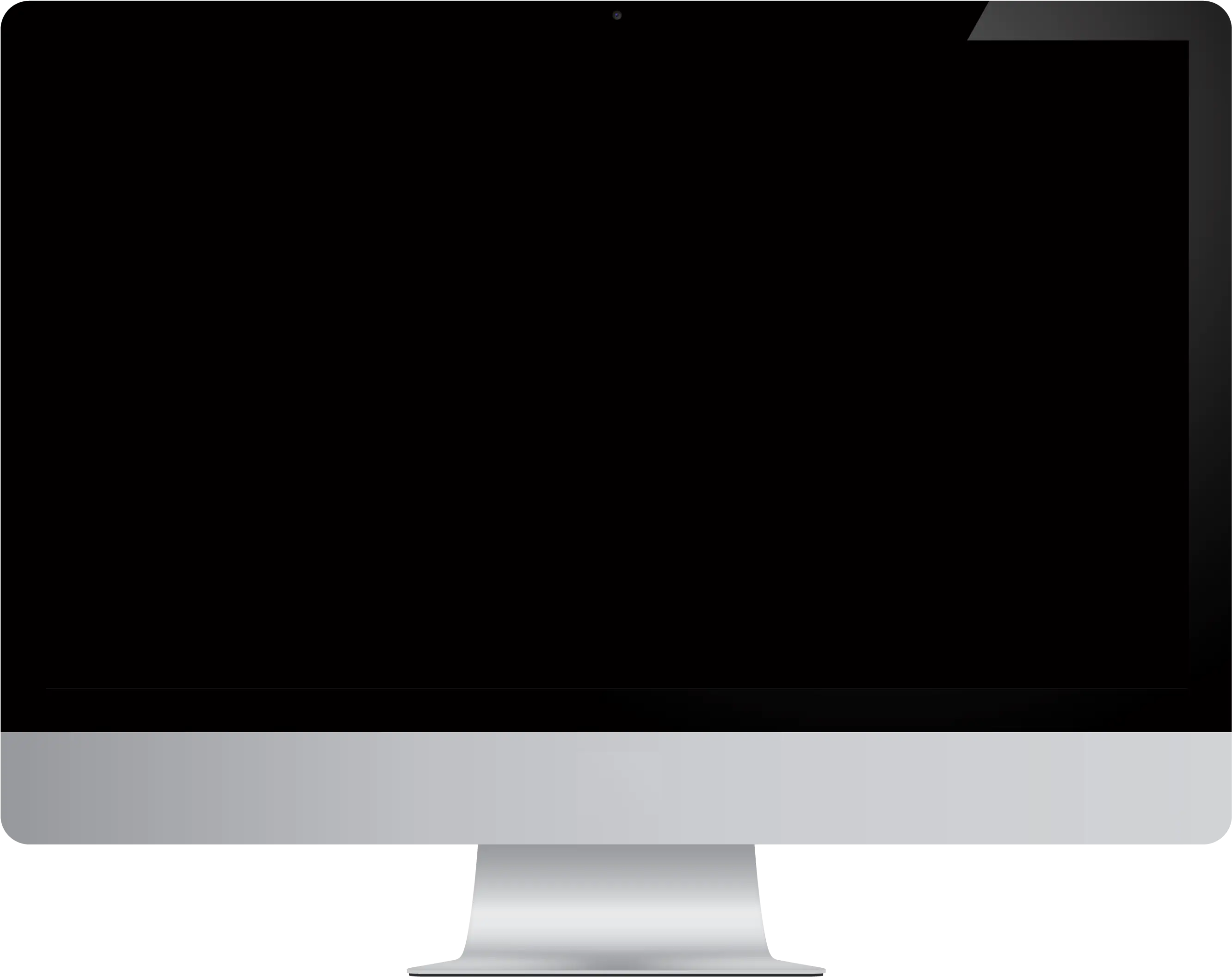 An iMac computer with a black screen